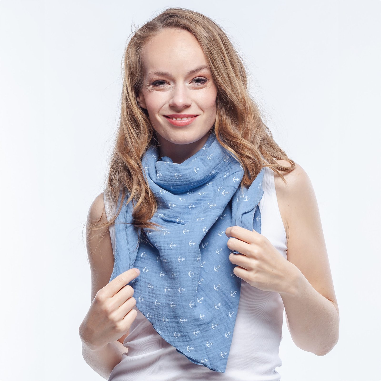 Dreieckstuch Musselin XXL – Hellblau